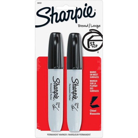 Sharpie Marker, Chisel Tip, 2/PK, Black PK SAN38262PP